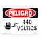 Signmission OSHA Danger Sign, 440 Volts Spanish, 7in X 5in Decal, 5" H, 7" W, 440 Volts Spanish OS-DS-D-57-LS-1011 - alternate 1